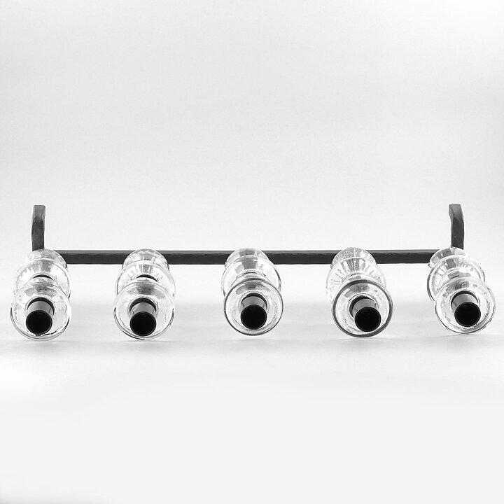 Erik Höglund (1960s) Wrought Iron Candleholder with Clear Glass Sections 46 cm