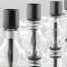 Erik Höglund (1960s) Wrought Iron Candleholder with Clear Glass Sections 46 cm