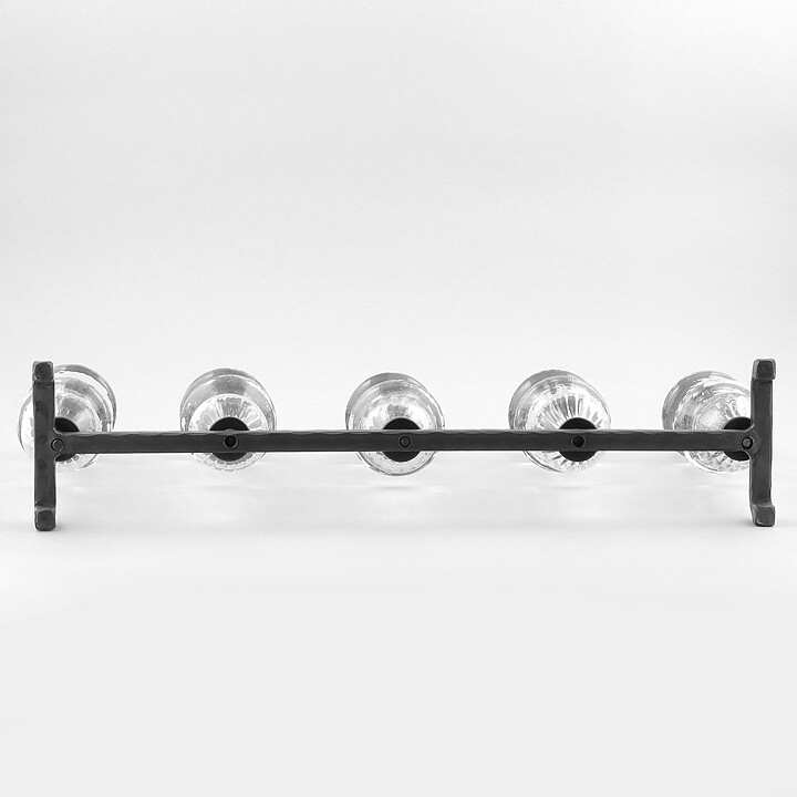 Erik Höglund (1960s) Wrought Iron Candleholder with Clear Glass Sections 46 cm