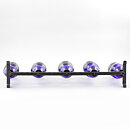 Erik Höglund (1960s) Wrought Iron Candleholder with Blue/Clear Glass Sections 46 cm
