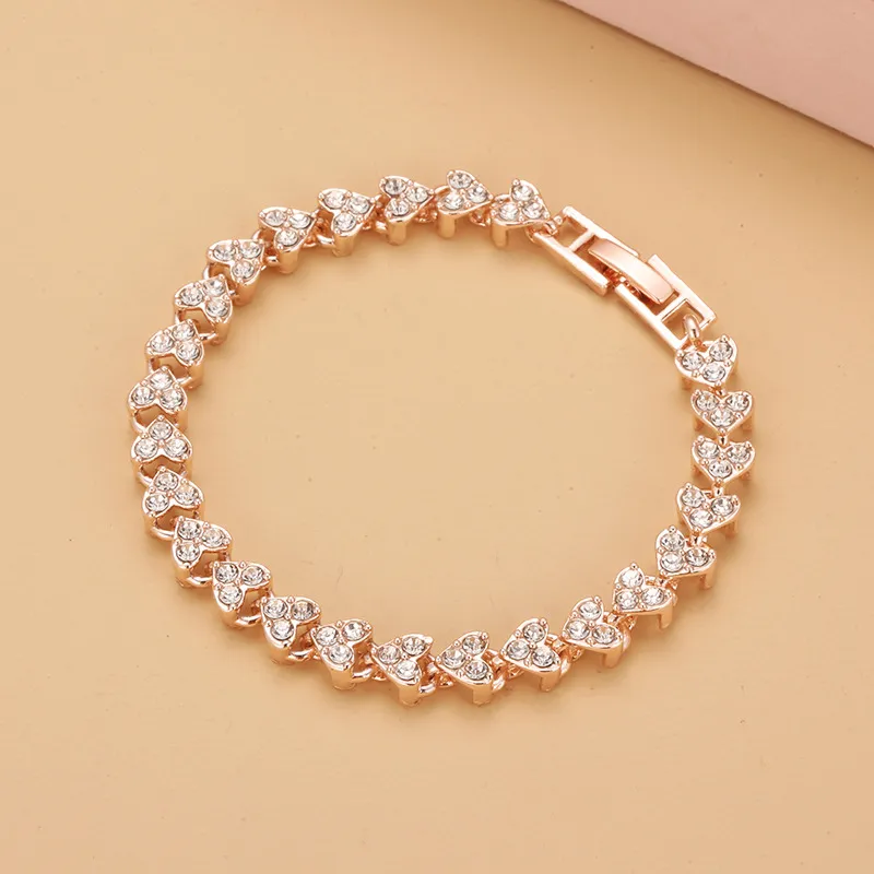 Armband "Treklöver" med stenar av Cubic Zirconia och i 18K Roséguldplätering - 3