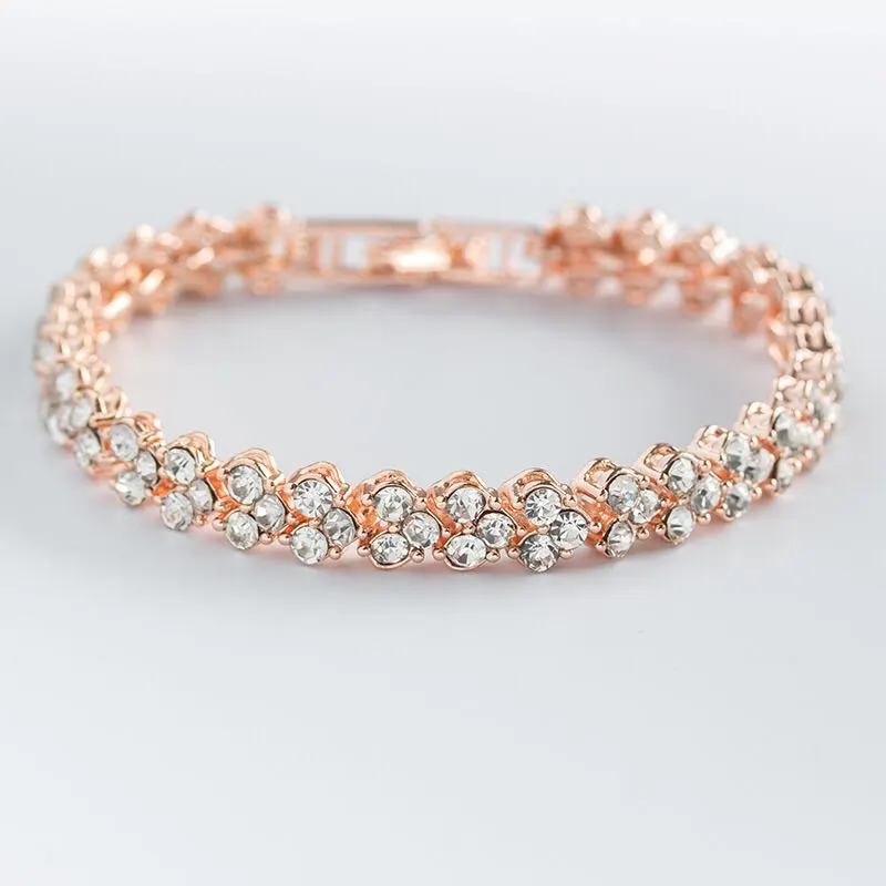 Armband "Treklöver" med stenar av Cubic Zirconia och i 18K Roséguldplätering - 2