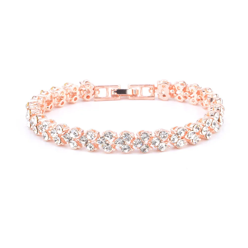 Armband "Treklöver" med stenar av Cubic Zirconia och i 18K Roséguldplätering