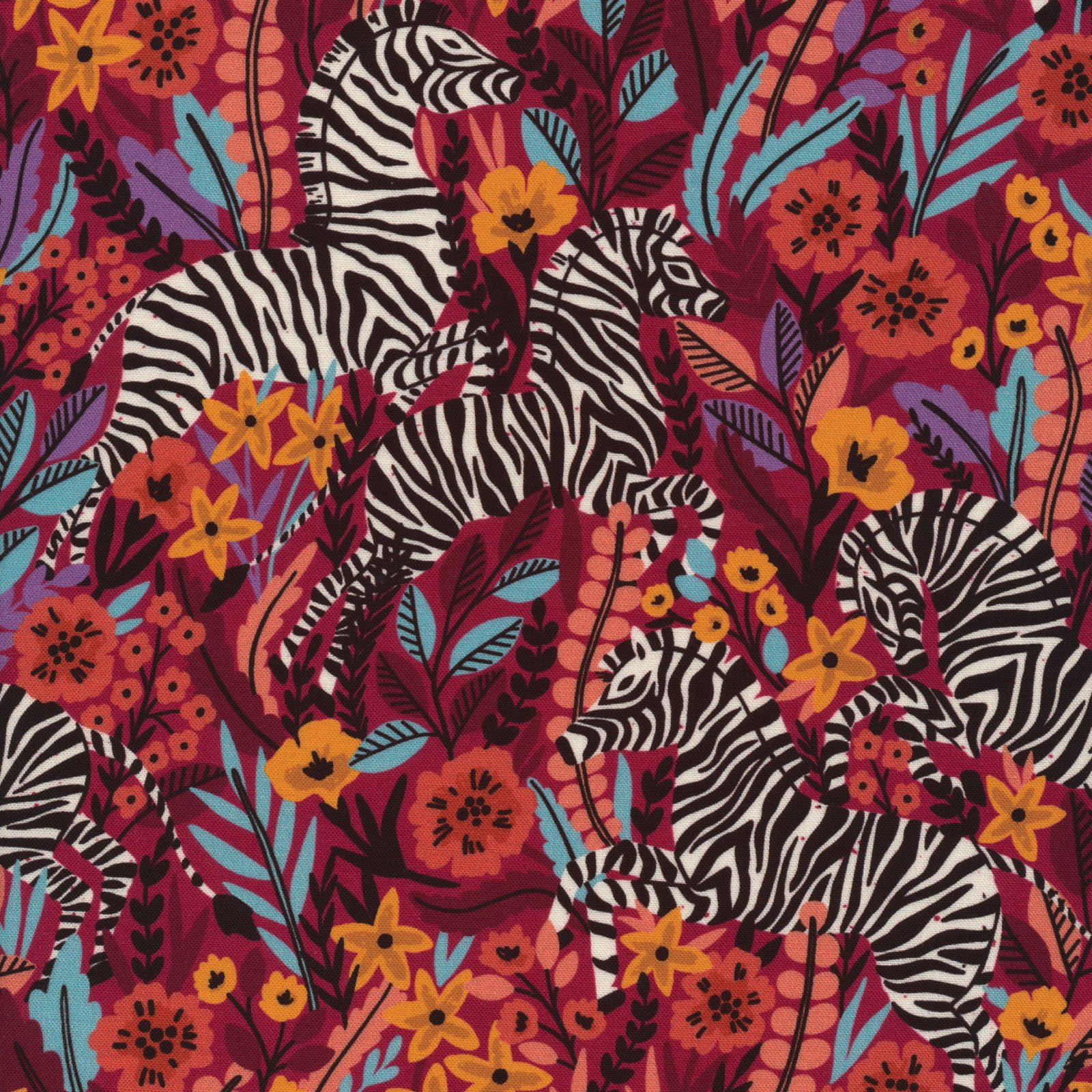 Zebras - Frolicking Zebras - Red (30 x 110 cm)