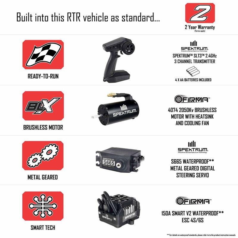 ARRMA 1/7 BIG ROCK 6S 4X4 BLX Monster Truck RTR, White - 22