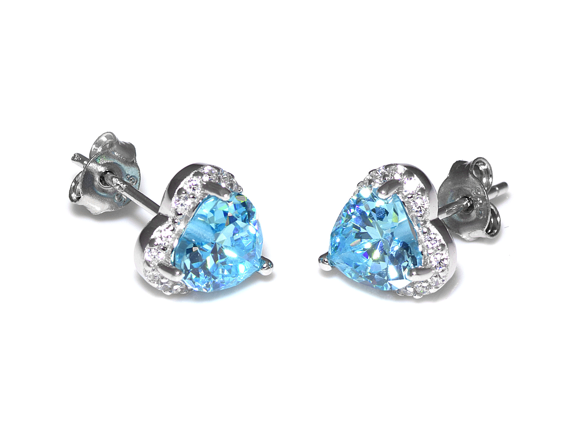 Blå Hjärtan Örhängen i Äkta 925 Silver, Hjärta Örhänge, Kärleksgåva Accessoar, Kärlek Smycke