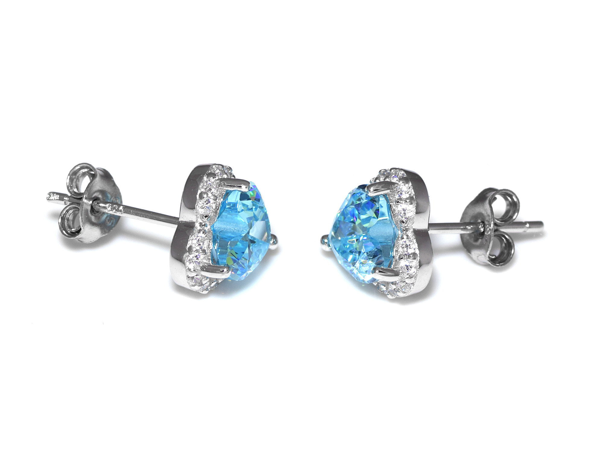 Blå Hjärtan Örhängen i Äkta 925 Silver, Hjärta Örhänge, Kärleksgåva Accessoar, Kärlek Smycke - 2