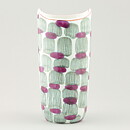 Mari Simmulson (Djungel 1953) Oval Vase with Green/Cerise Decor 20 cm