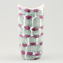 Mari Simmulson (Djungel 1953) Oval Vase with Green/Cerise Decor 20 cm