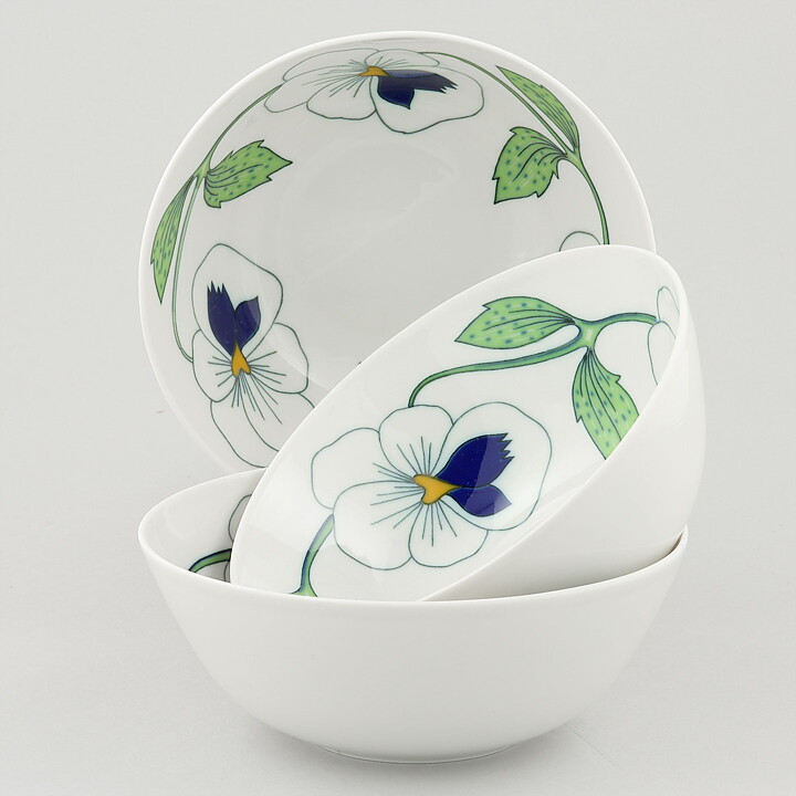 Marianne Westman and Sylvia Leuchovius (Sylvia 1976) Three Bowls with Viola Decor 13 cm