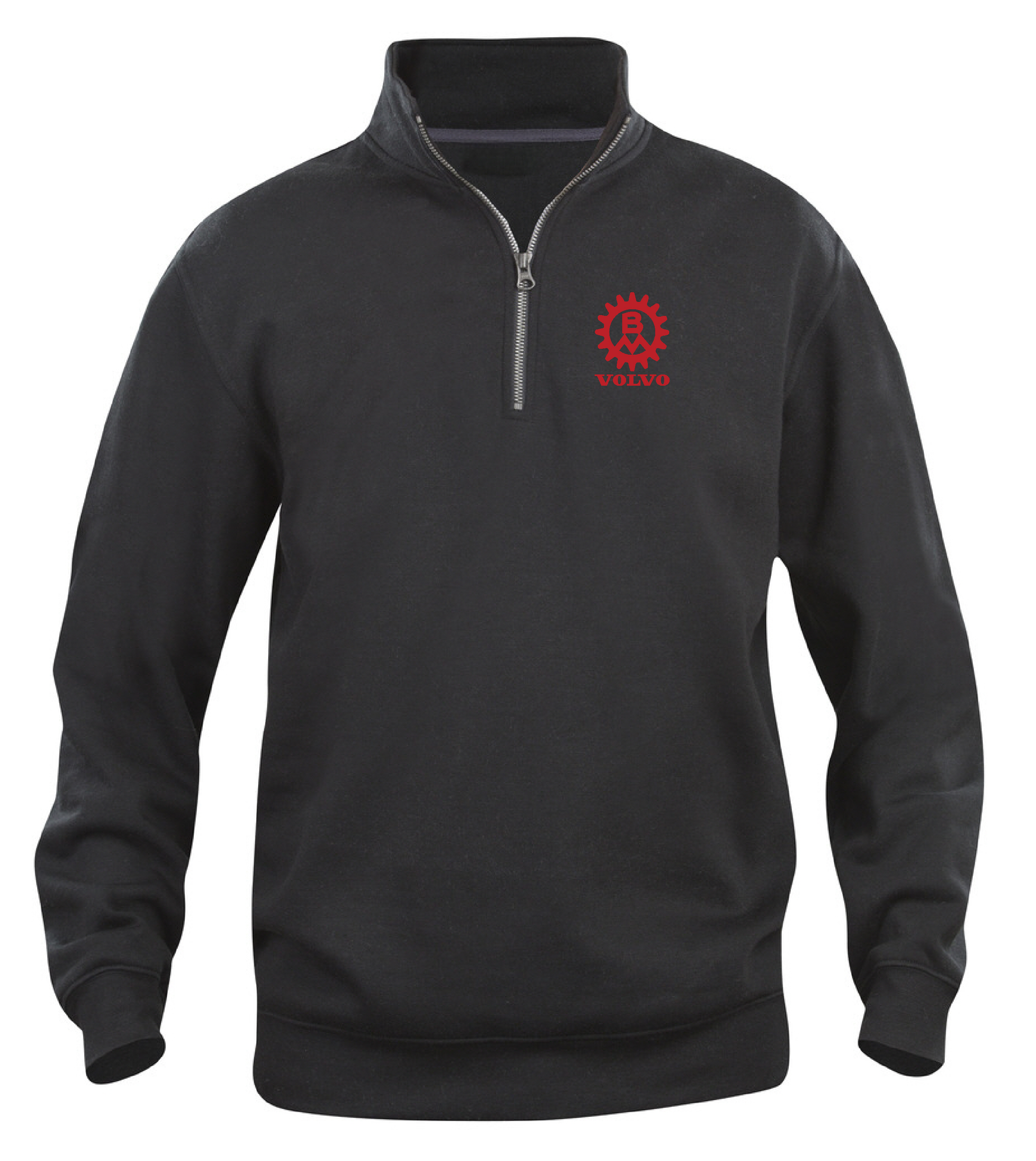 Sweatshirt med HalfZip "Bolinder Munktell kugghjul-Svart