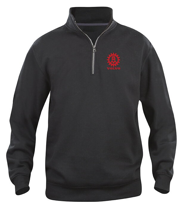 Sweatshirt med HalfZip "Bolinder Munktell kugghjul-Svart