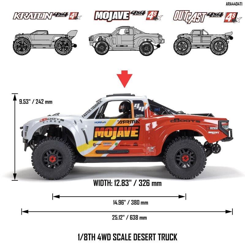 ARRMA 1/8 MOJAVE 4X4 4S BLX Desert Truck RTR, Blue - 27