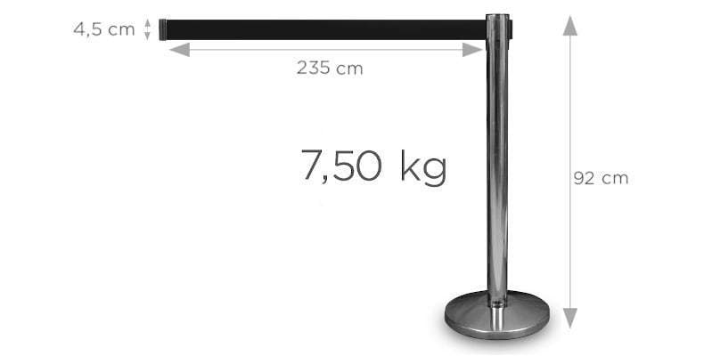 Köbarriärstolpe, svart matt, krom, vit - 7