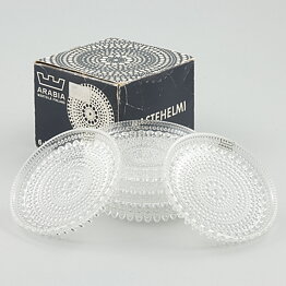 Oiva Toikka (Kastehelmi 1964) Six Clear Coasters  8,5 cm <with Box> (2)
