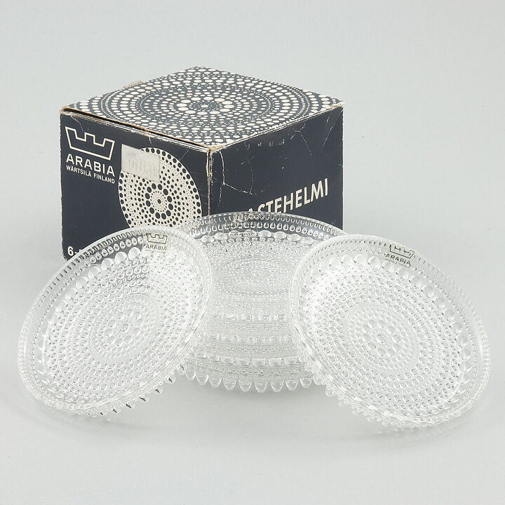 Oiva Toikka (Kastehelmi 1964) Six Clear Coasters  8,5 cm <with Box> (2)