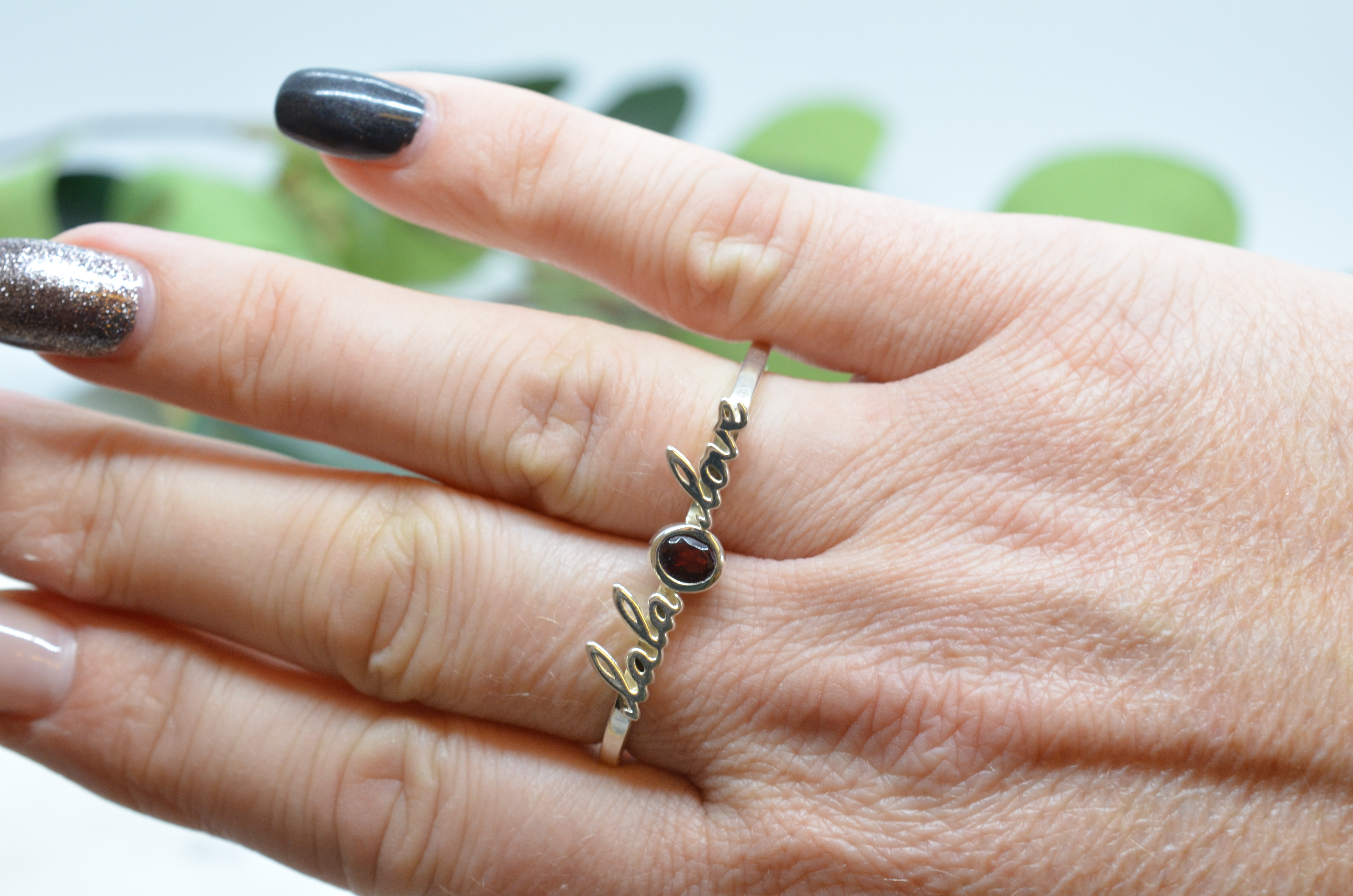 Second Hand Efva Attling "Lala Love" silver ring with red stone. - 6