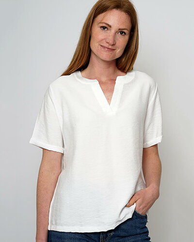 Blus v-ringad vit
