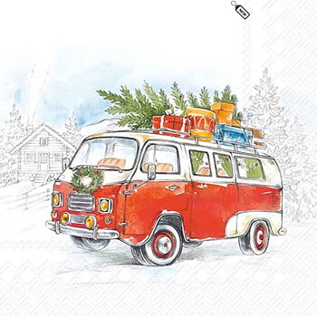 Julservett med retro VW-buss och julklappar från IH