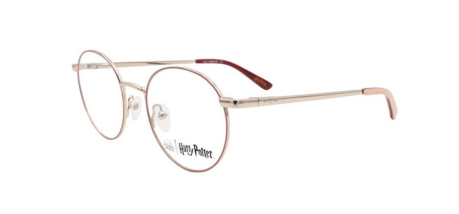 JOLIE barnglasögon från Harry Potter eyewear - runda glasögon i guldfärgad metall och rosa till barn - båge - vinkel