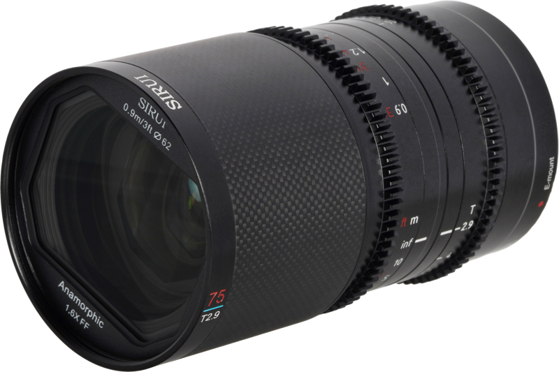 Sirui Anamorphic Lens Saturn 75mm T2.9 1.6x Carbon Fiber Full Frame - 3