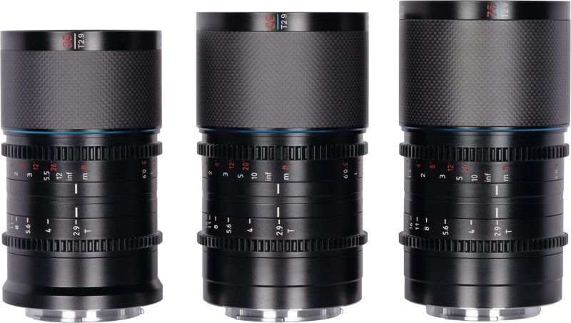 Sirui Anamorphic Lens Saturn Kit 35, 50 & 75mm T2.9 1.6x Carbon Fiber Full Frame