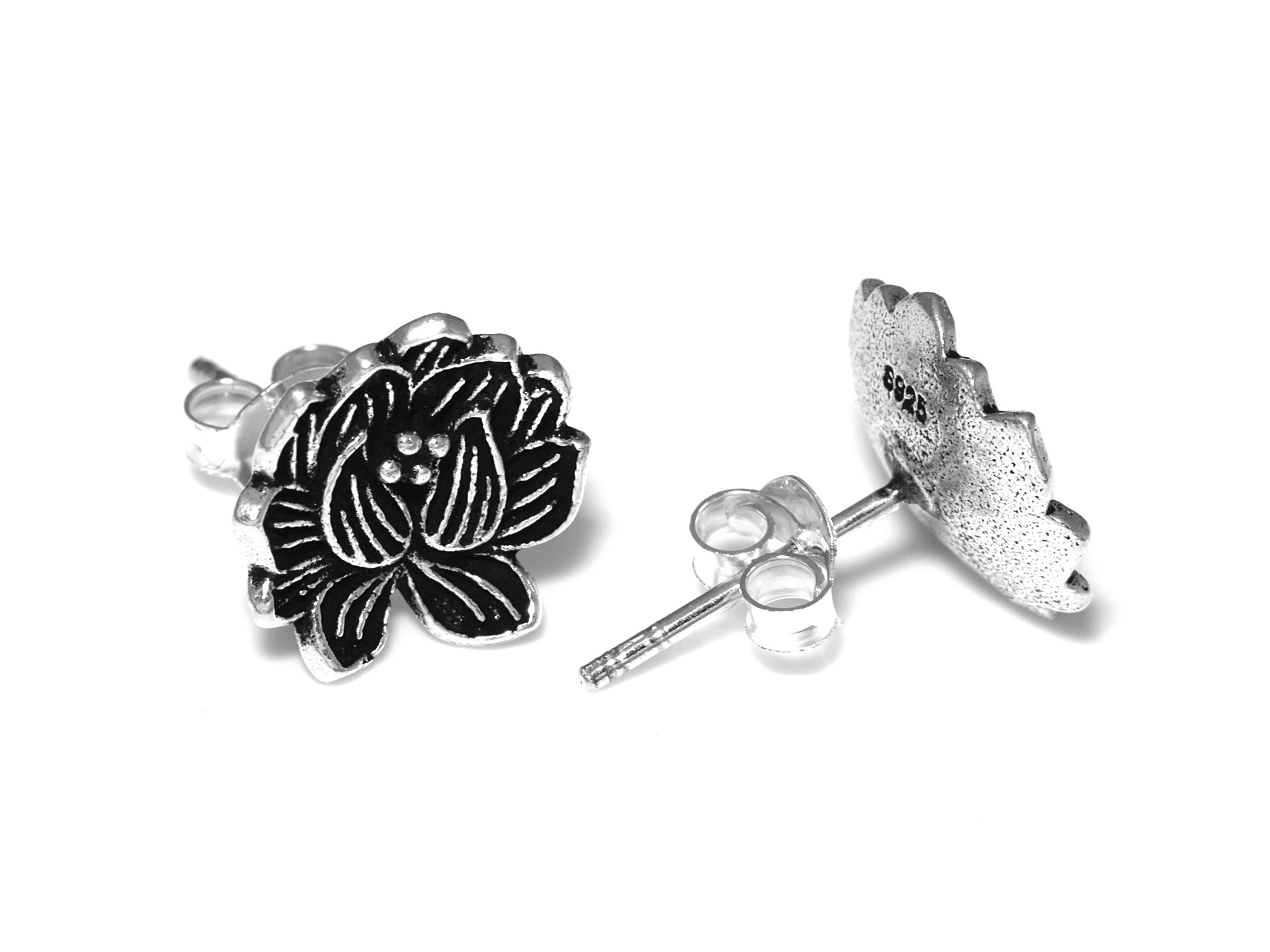 Blomma Örhängen i Äkta 925 Silver, Blomster Örhänge. Blom Accessoar, Natur Smycke - 3