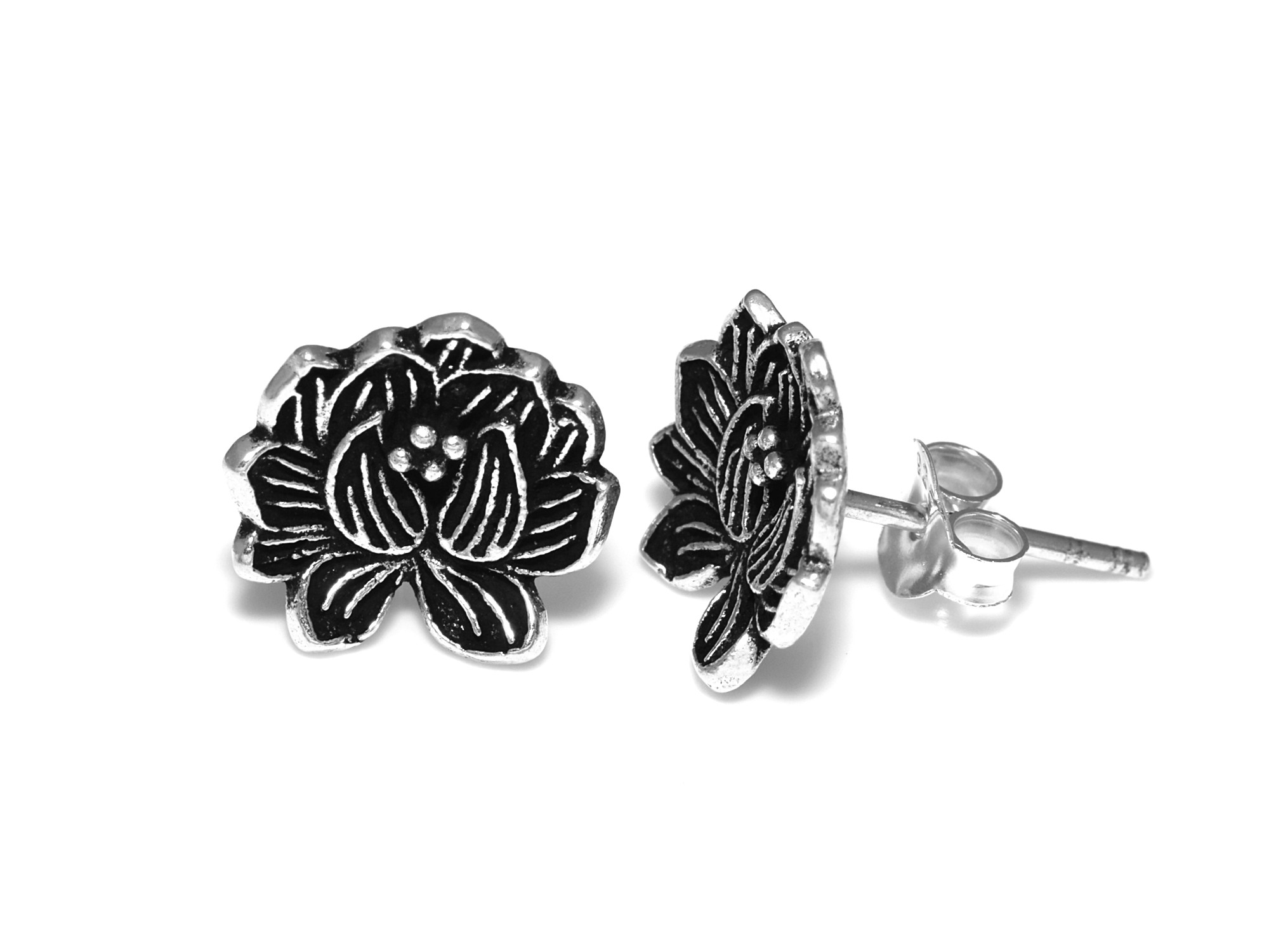 Blomma Örhängen i Äkta 925 Silver, Blomster Örhänge. Blom Accessoar, Natur Smycke - 2