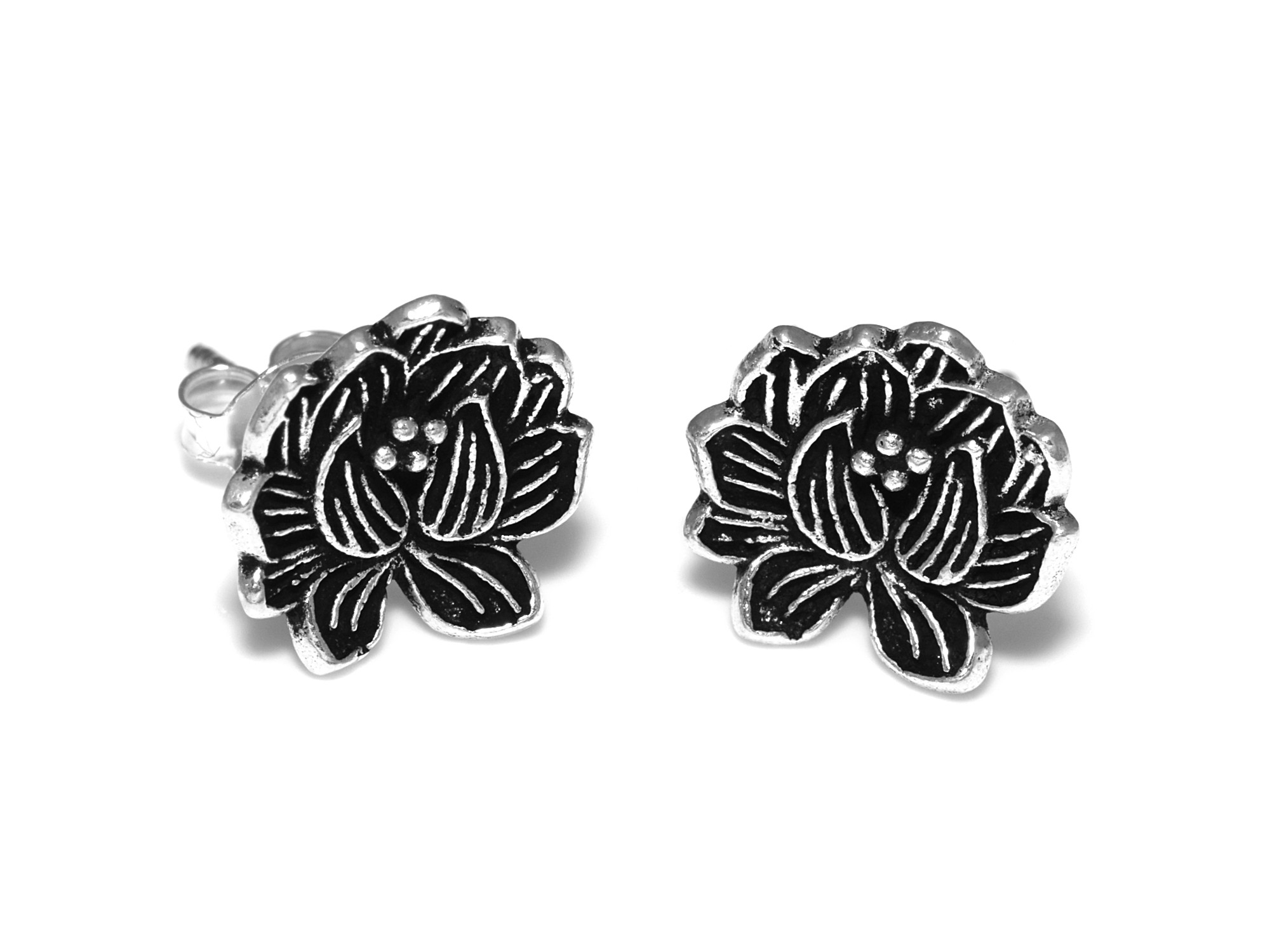 Blomma Örhängen i Äkta 925 Silver, Blomster Örhänge. Blom Accessoar, Natur Smycke