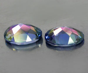 Piedras preciosas de topacio azul azotico natural de talla ovalada a juego - 2