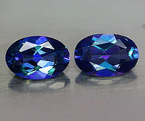 Piedras preciosas de topacio azul azotico natural de talla ovalada a juego