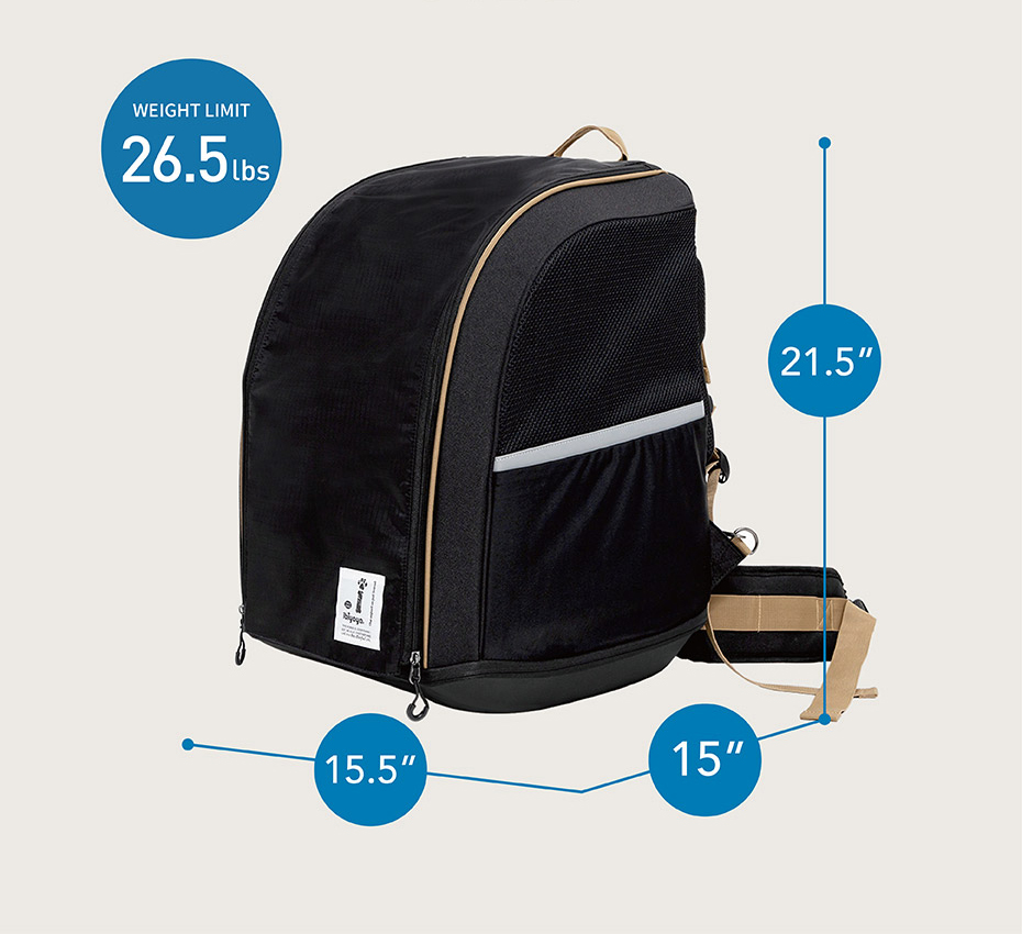 Champion Large Dog Carrier Backpack - Musta  - 12