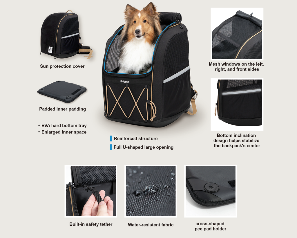 Champion Large Dog Carrier Backpack - Musta  - 16