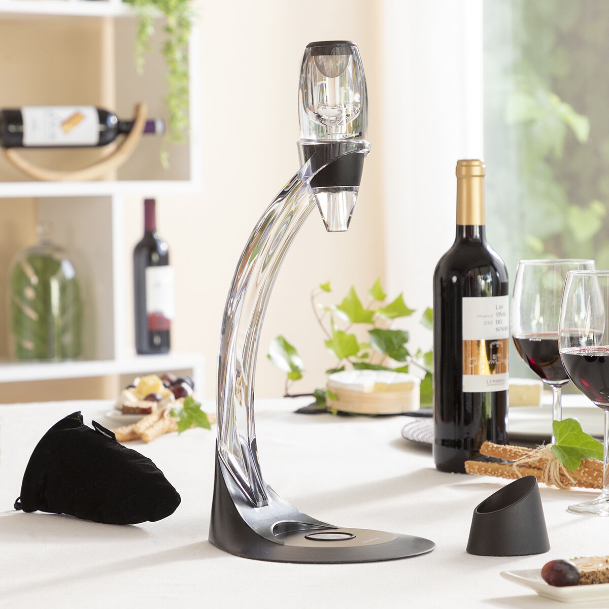Vinluftare-set med Ställ alla delar på ett bord