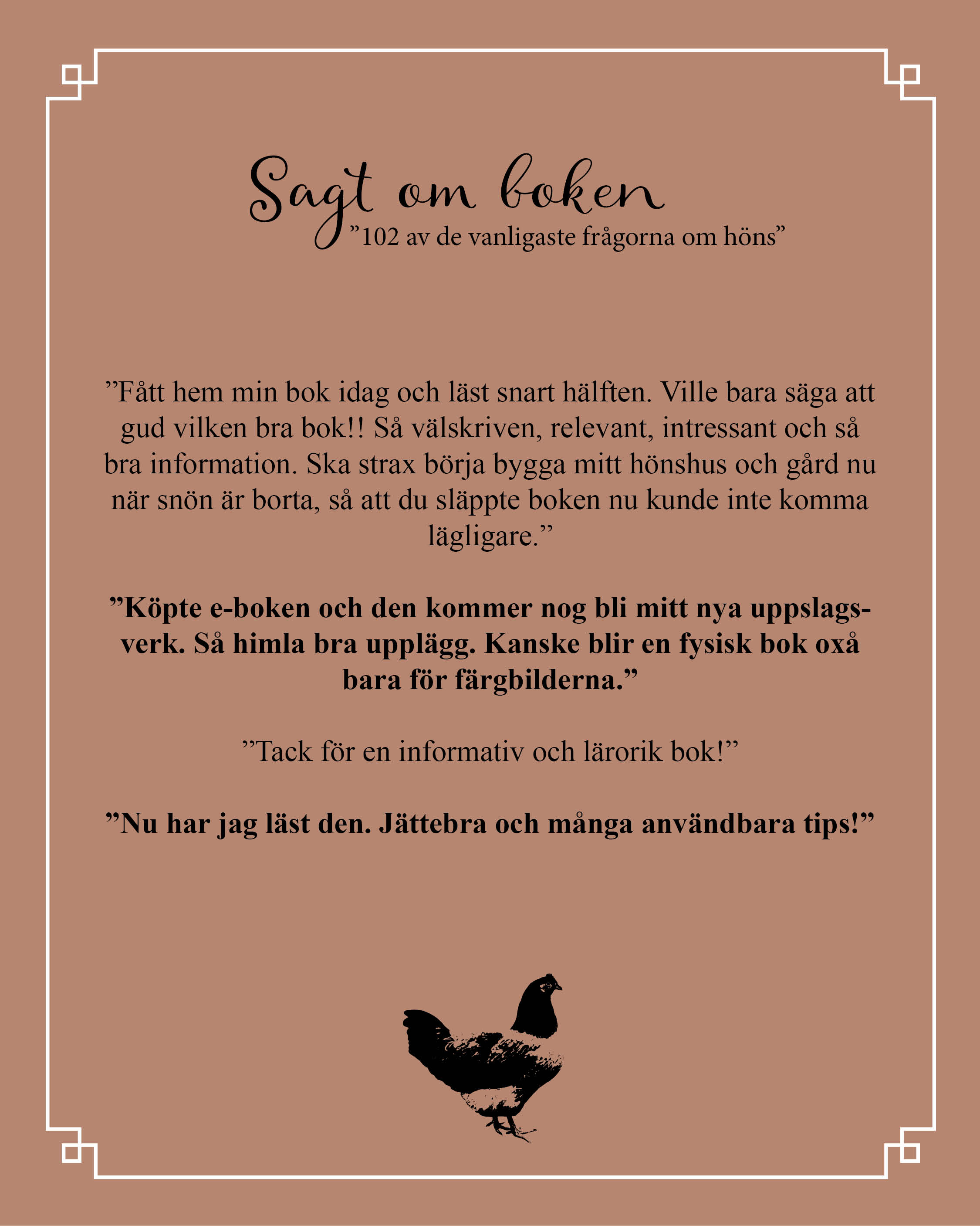 Recensioner E-bok "102 av de vanligaste frågorna om höns" (Digital produkt) 