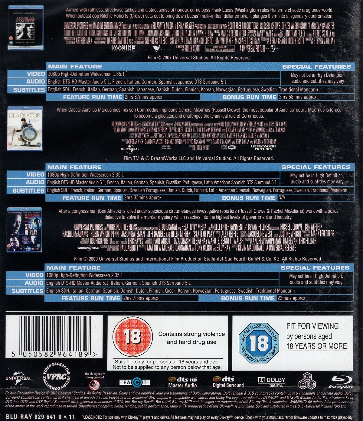 American Gangster / Gladiator / State of Play (Blu-ray) - 2
