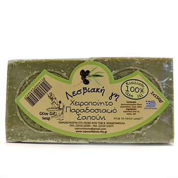 olive soap from Lesvos (Mytilene), 2pcs x 150g, Lesviaki gi, green
