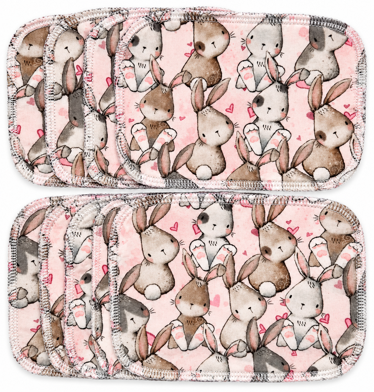 Återanvändbara tvättlappar med kaniner – 8-pack | 15 × 15 cm - 3