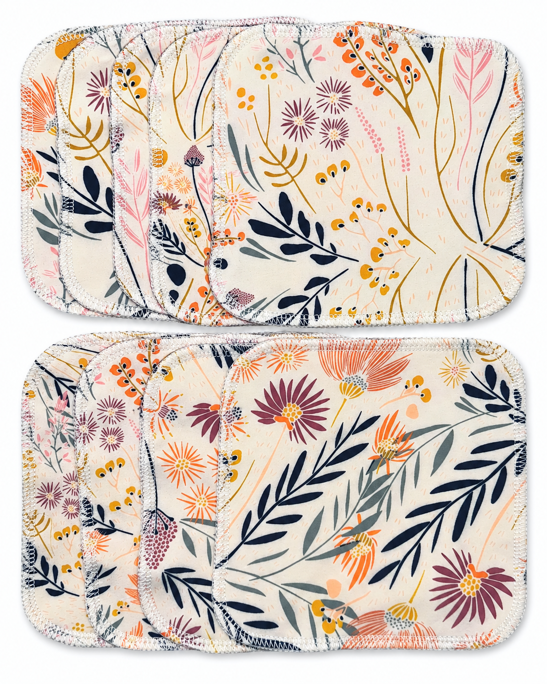 Återanvändbara tvättlappar i jersey – Blommor | 9-pack - 2