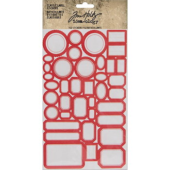 Tim Holtz- Idea-ology - Classic Label Stickers - Red/White