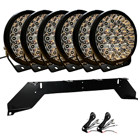 6-Pack V-Sight RAGE 9" LED-Extraljuspaket med rallysexahållare och kablage