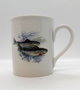 Mugg i benporslin Fiskar
