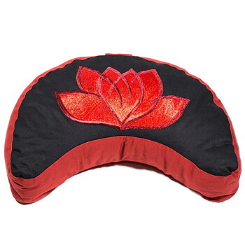 Meditationskudde - Månkudde halvmåne Lotus röd/svart 