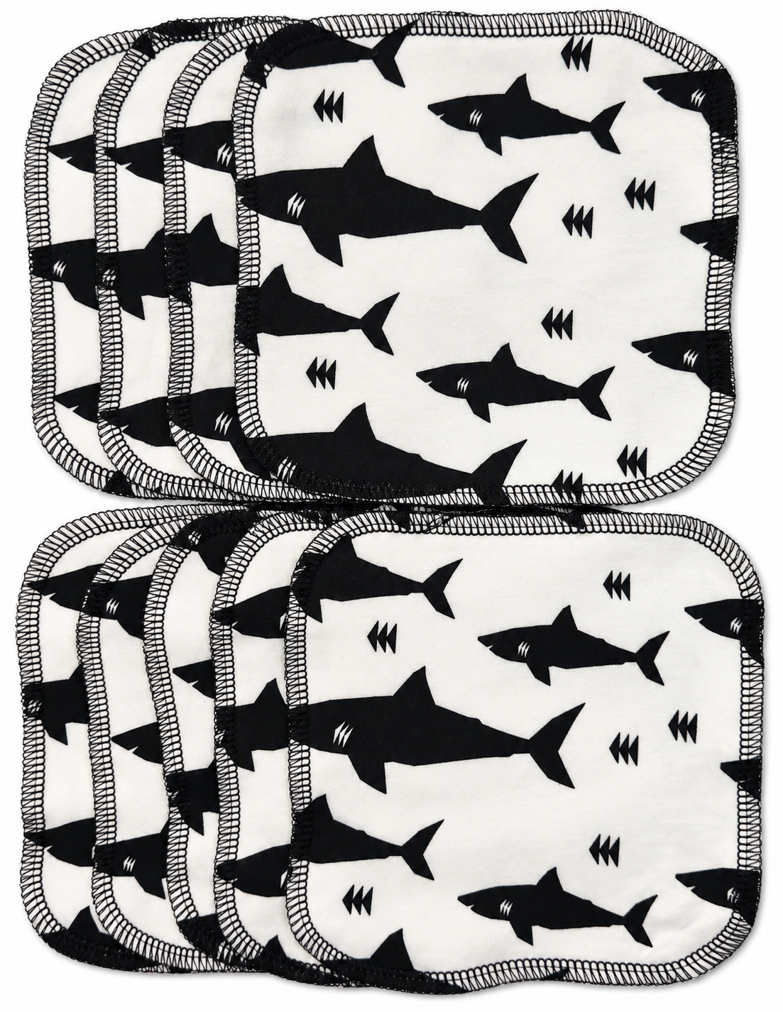 Återanvändbara tvättlappar i jersey – Hajar | 9-pack - 2