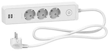 Grenuttag Kombi Jord+2USB Med Brytare 3-V Vit 1,5M