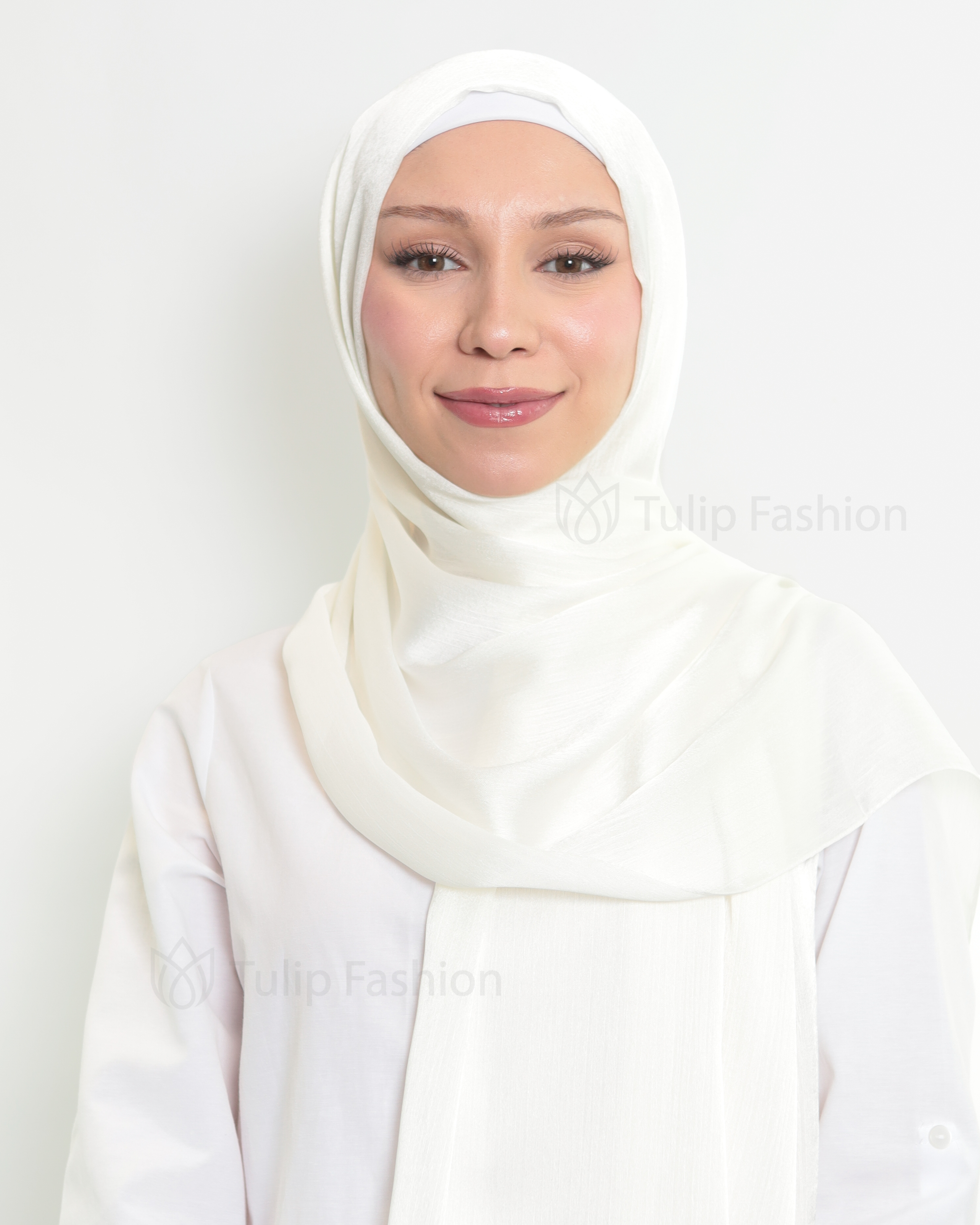 Hijab - Metallic Satin - Off-White - 2
