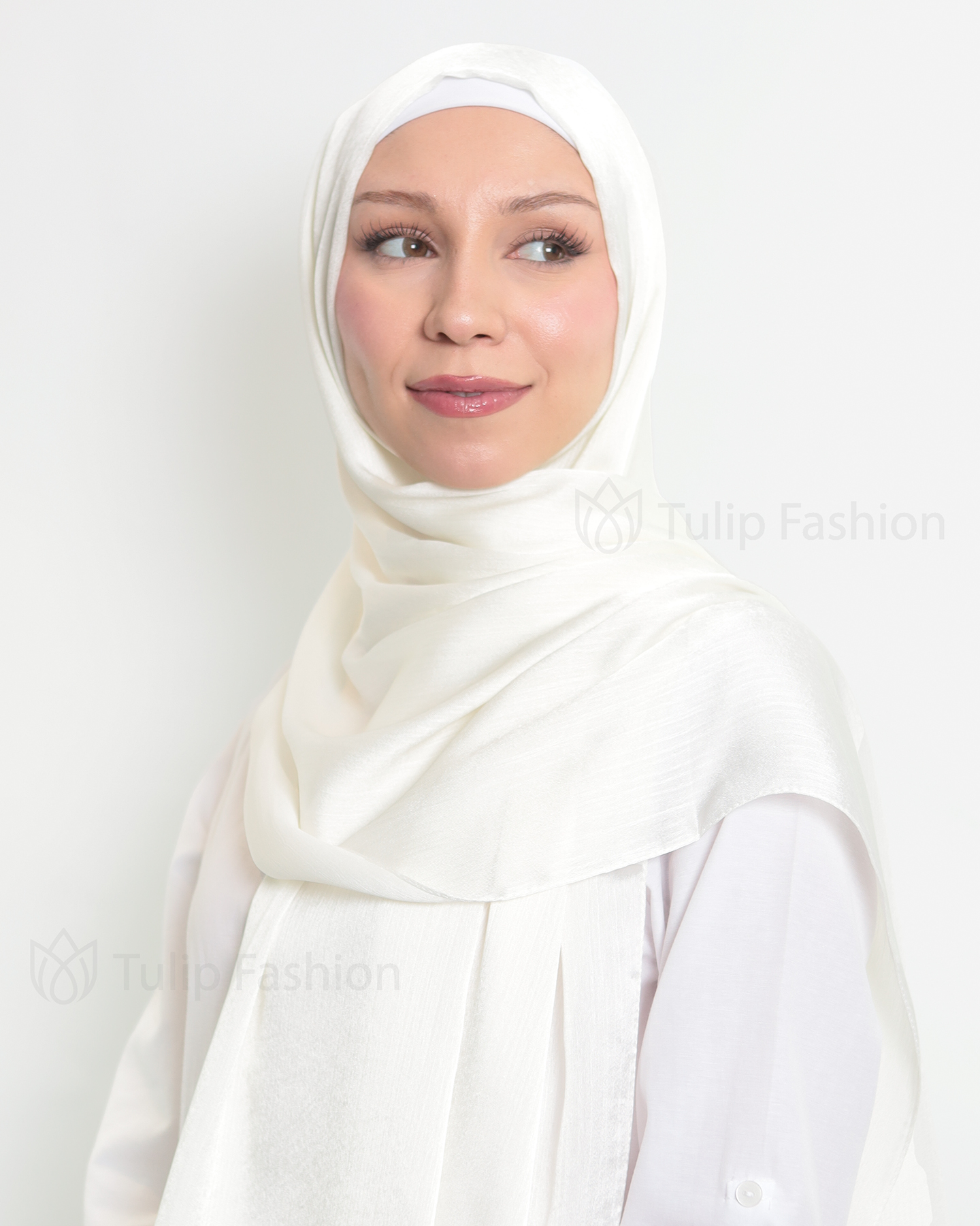 Hijab - Metallic Satin - Off-White - 3