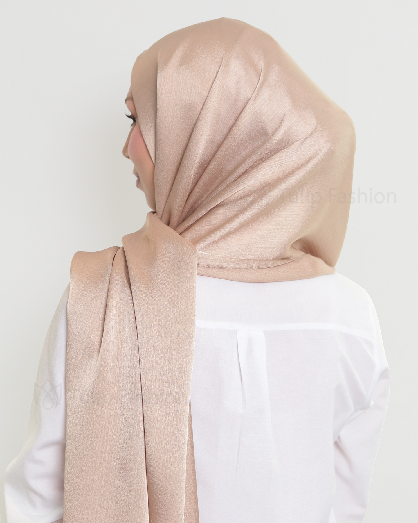 Hijab - Metallic Satin - Nude Beige