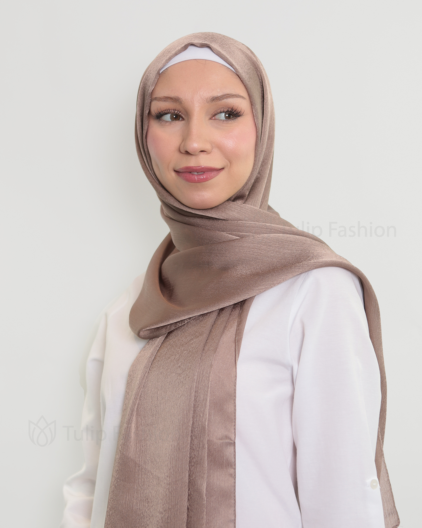 Hijab - Metallic Satin - Hazel Brown - 3