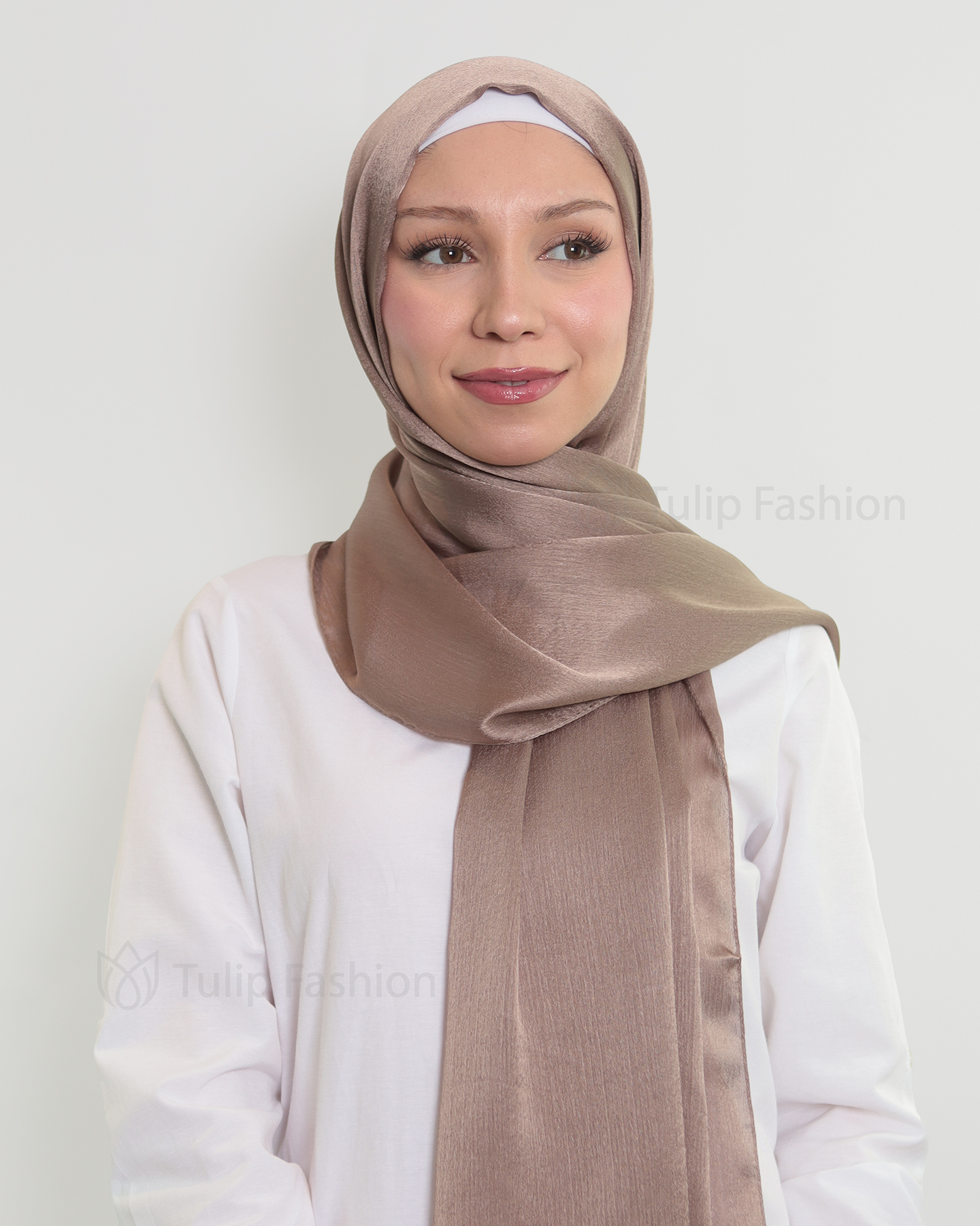 Hijab - Metallic Satin - Hazel Brown - 2